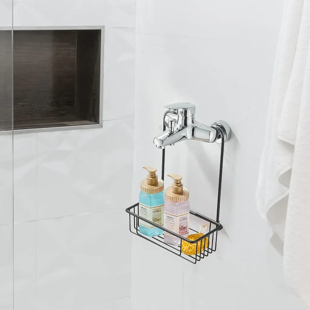 Étagère de douche noire : stop au bazar sur le rebord du bain