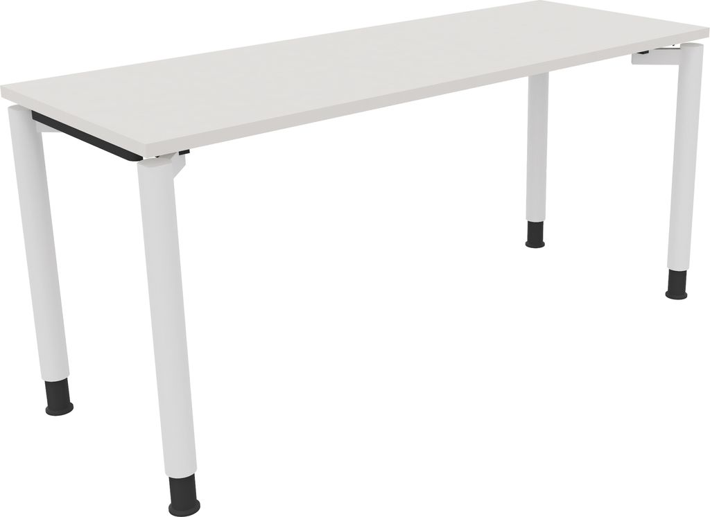 Schreibtisch Vierfuß Rundrohr B1600xT600xH680-820 ws/Weiß