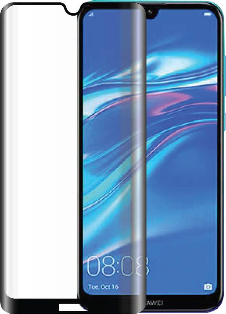 BigBen Connected, Ölabweisende Glas-Displayfolie für Huawei Y7 2019, Schwarz transparent