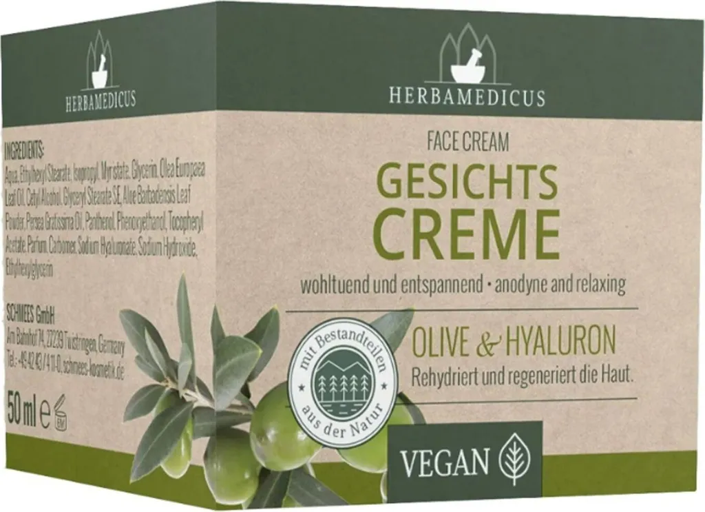 Soin Visage Hydratant Olive et Acide Hyaluronique - Crème de Jour 50ml