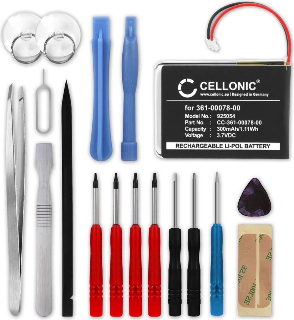 CELLONIC 1x Akku für Smartwatch & Fitnessarmband Kompatibel mit Garmin Forerunner 920XT, 361-00078-00 - (300mAh, 3.7V) + Werkzeug-Set 17tlg