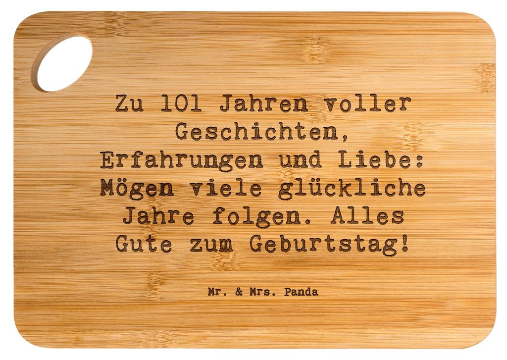 Mr. & Mrs. Panda Frühstücksbrettchen Spruch 101. Geburtstag - Transparent - Geschenk, herzliche Worte, Frühstücksbrett, Feier, Erinnerungen, Ha...