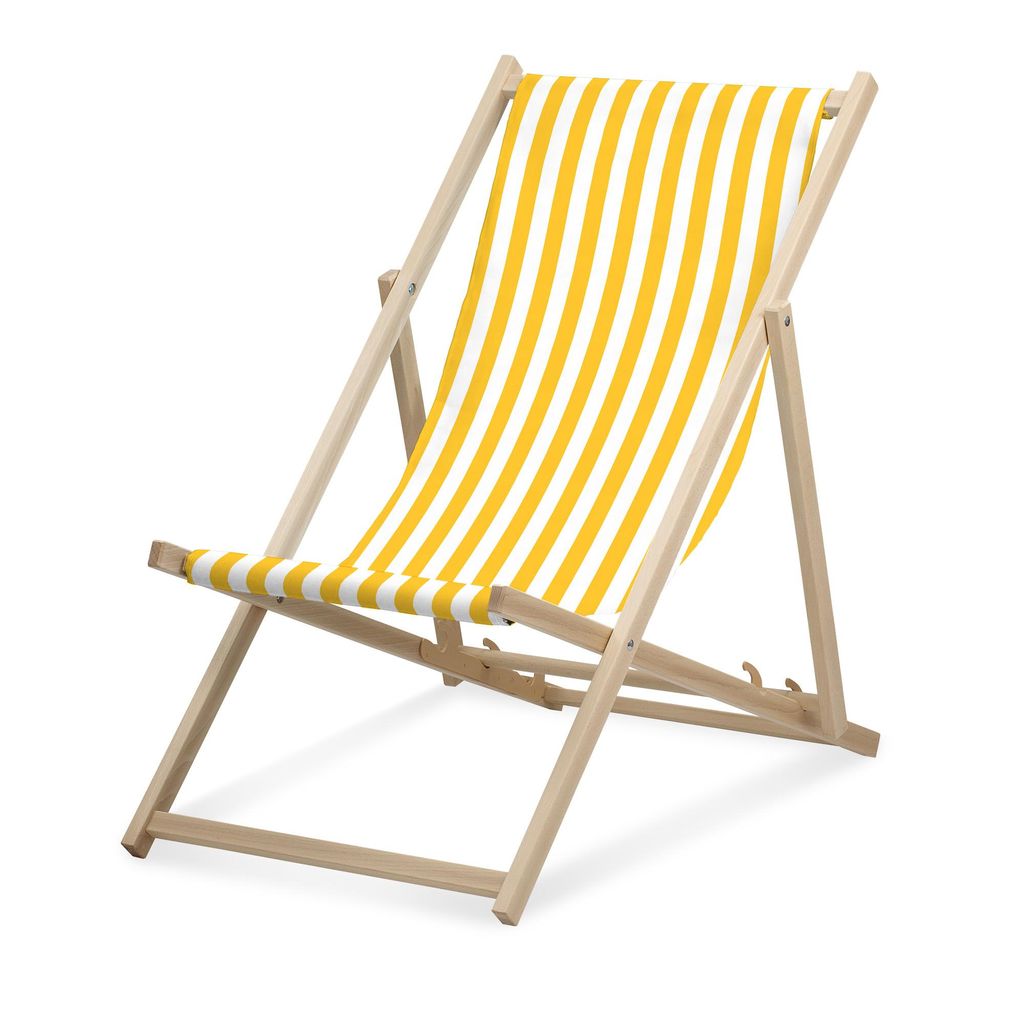 Chaise longue - rayée étroite - jaune - pliable - en bois Image du produit 