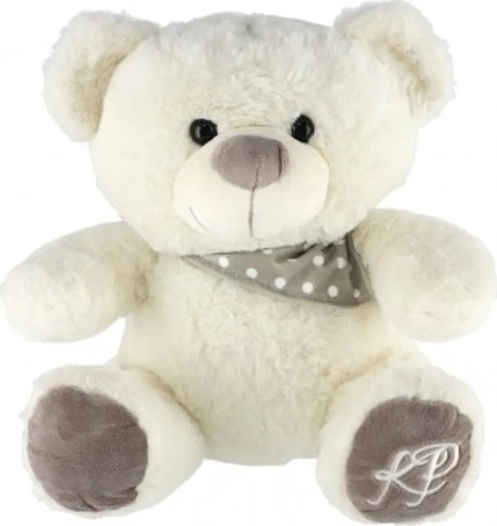 Peluche ours blanc avec écharpe 35cm - Cadeau de naissance unisexe