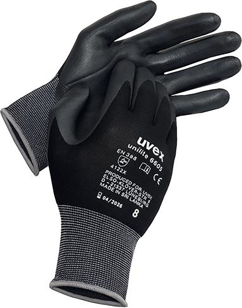 uvex Schutzhandschuh unilite 6605 schwarz Gr. 10