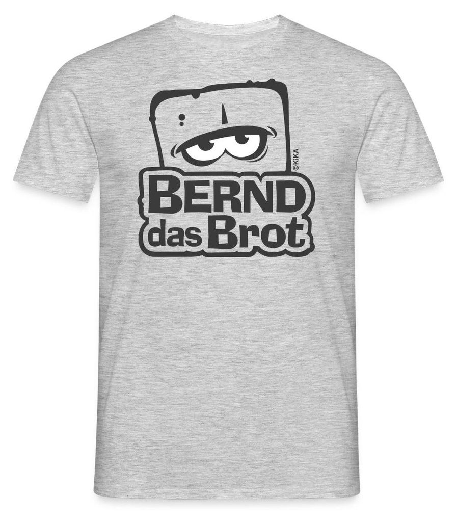 Spreadshirt Bernd Das Brot Logo Schwarz-Weiß Männer T-Shirt, XL, Grau meliert