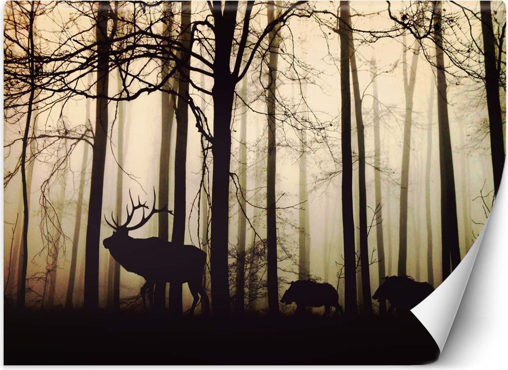 Vlies fototapete Tiere im Wald 300x210 cm Feeby Braun inkl. Kleber einfache Montage