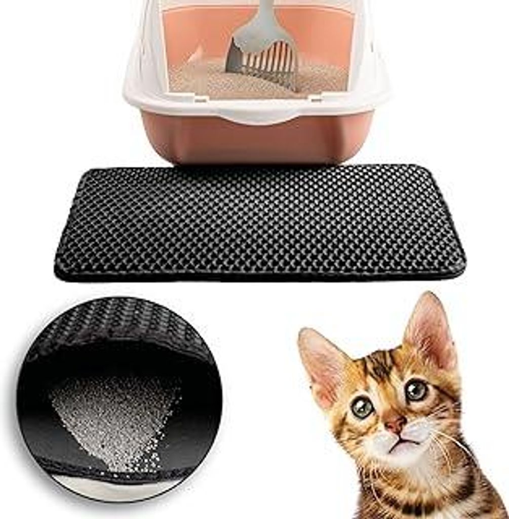 Katzenklo Matte 45x30cm Schwarz, Katzenstreu Matte, Katzenmatte, Unterleger für Katzenklo, Katzenstreumatte, Decken & Möbel für Katzen