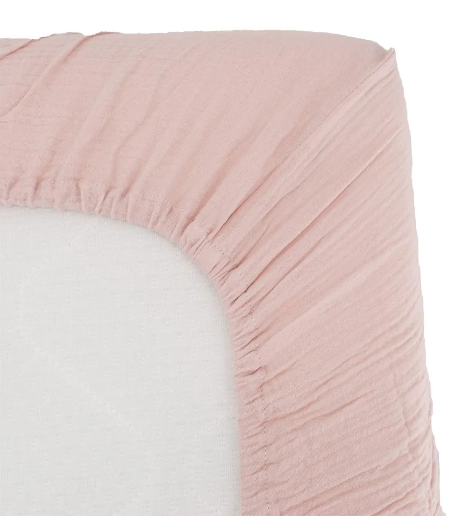 Drap housse 70x140 DOMIVA vieux rose en gaze de coton sans repassage