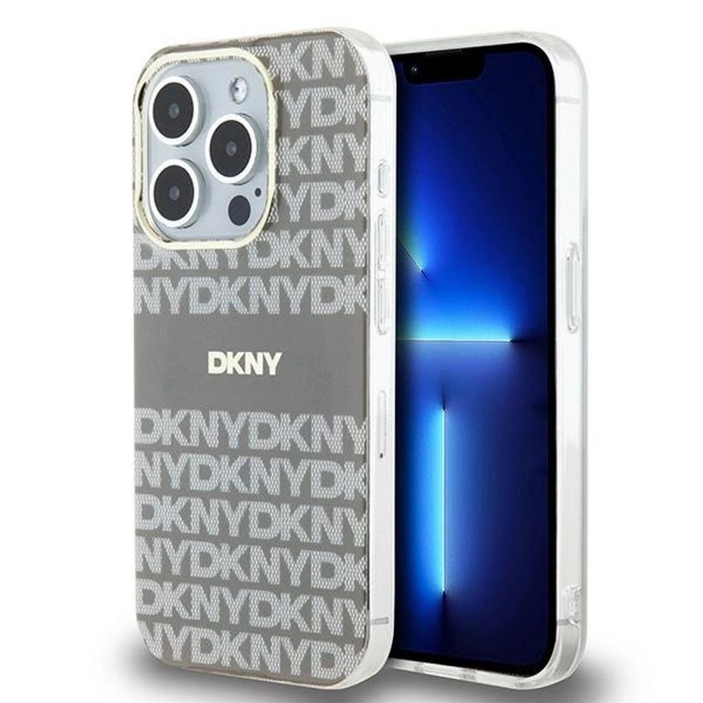 DKNY DKHMP15LHRHSEE iPhone 15 Pro 6.1" beige hardcase IML Mono & Stripe MagSafe Schutzhülle