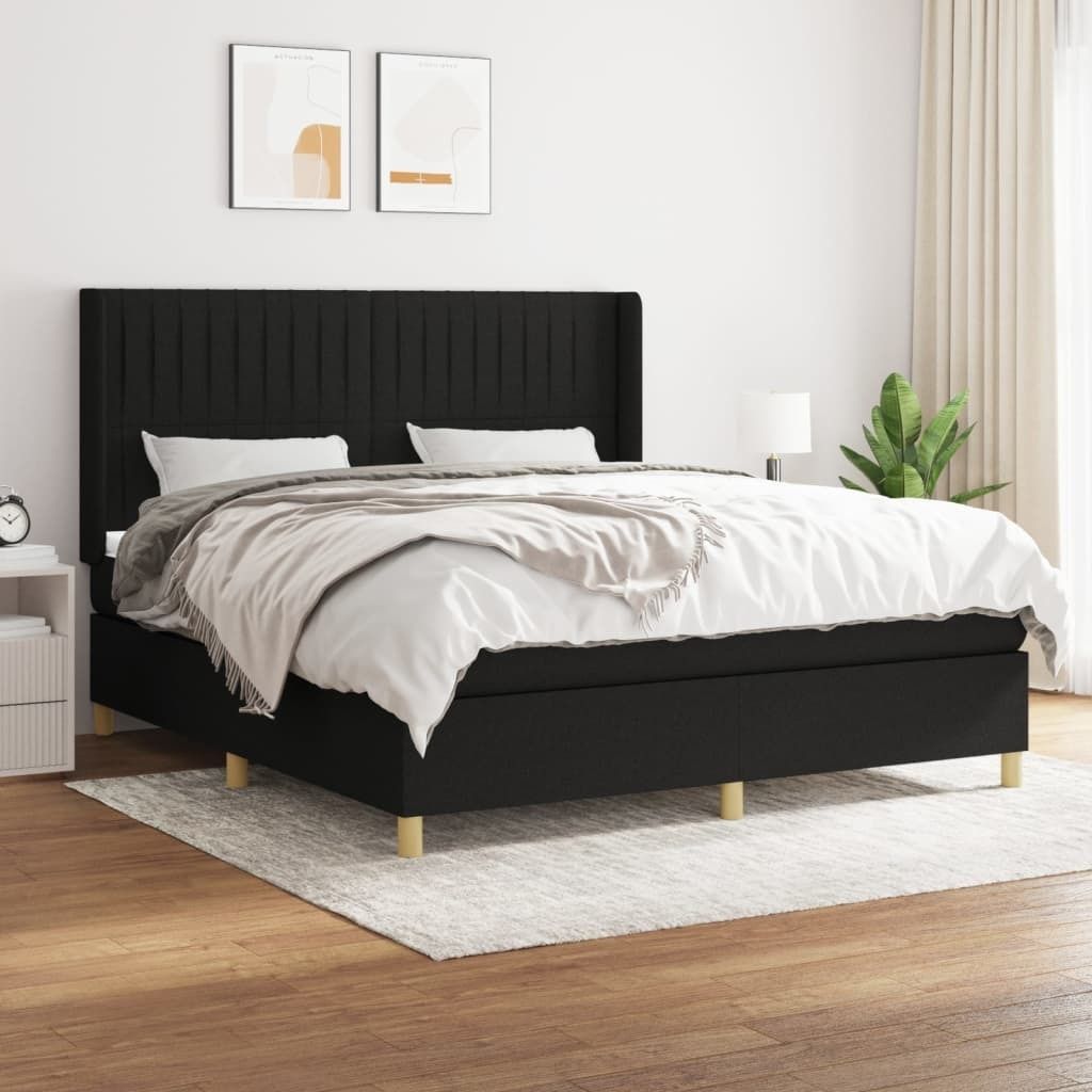 "Rabatt" Boxspringbett mit Matratze - 2 Personen - Strapazierfähiger Stoff - Schwarz 160x200 cm Stoff - Klassische Betten CC5788