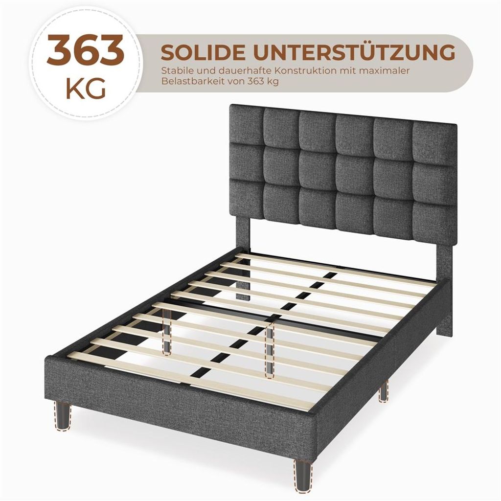 Yaheetech Polsterbett Doppelbett mit Höhenverstellbarem Produktbild 