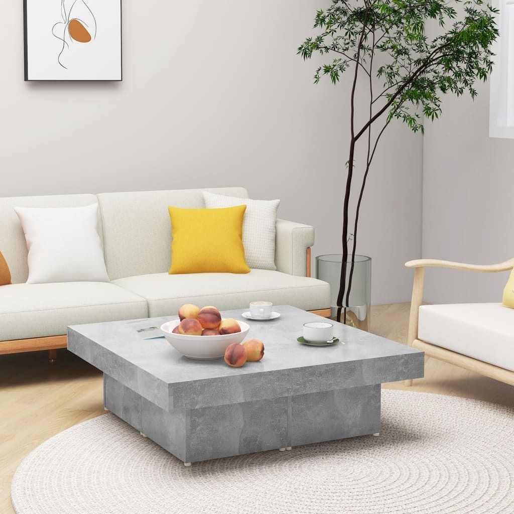 The Living Store Couchtisch Betongrau 90x90x28 cm Holzwerkstoff