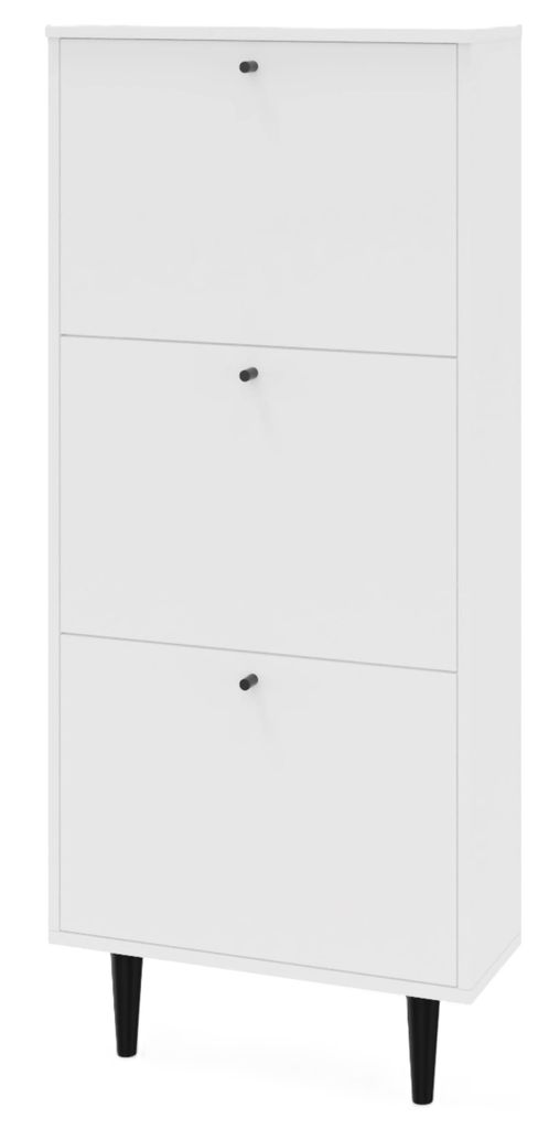 MATKAM Dotti 530 Schuhschrank in moderner Skandi-Optik, Ausklappbare Schuhablage, mit zwei verjüngenden Beinen, Wandmontage (Weiß)