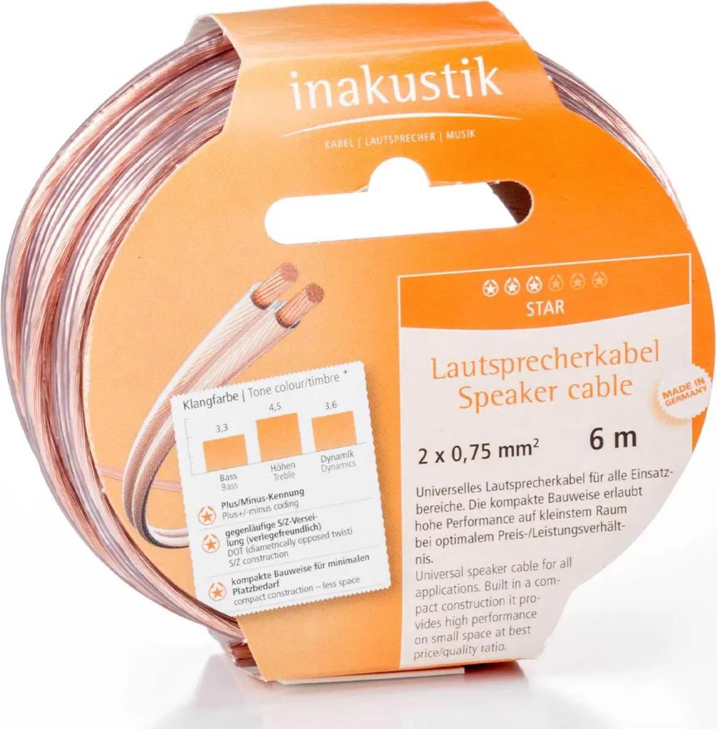 in-akustik Star Kabelring Cavo per altoparlanti da 10 m 2 x 1 mm