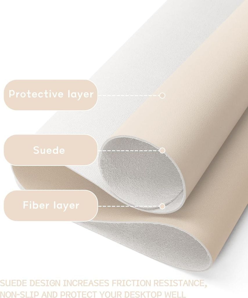 Schreibtischunterlage, Mauspad mit Leder und Rutchfeste Wildleder, Multifunktionales Office Mousepad Laptop Schreibunterlage, Tischschutz Unterlage...
