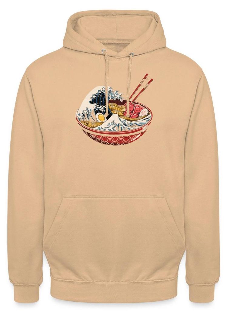 Spreadshirt Retro Ramen Welle Japanisch Uni Hoodie, XXL, Pfirsich