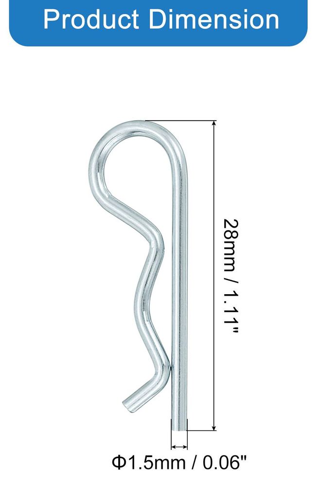 20 Stš¹ck Federsplint 1,5 mm x 28 mm Splintbolzen Federschnellverschluss, Anh?ngebolzen Sicherungsstift R-Clip Haarnadel Kohlenstoffstahl Silberton