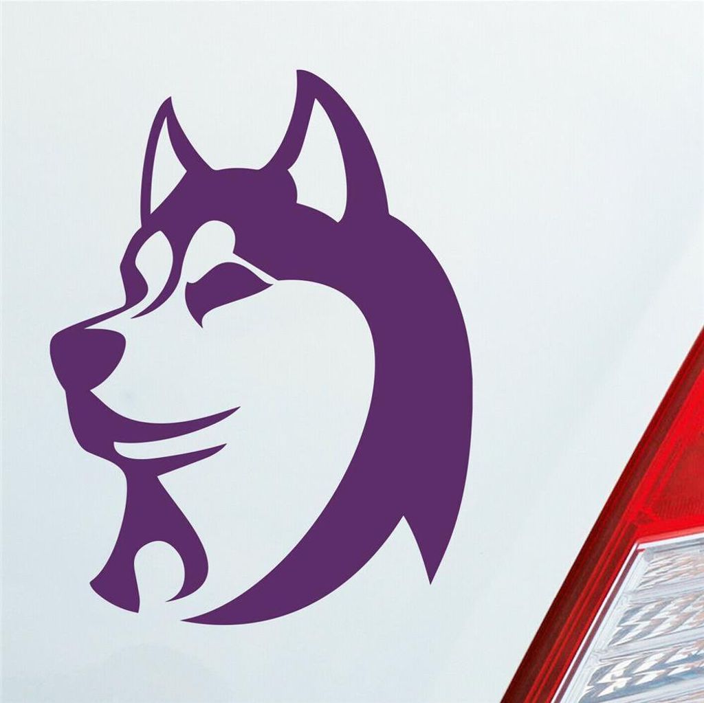 Auto Aufkleber Husky Hundeliebhaber Dog Tier Hund 12x9 cm Lila Sticker Heckscheibenaufkleber