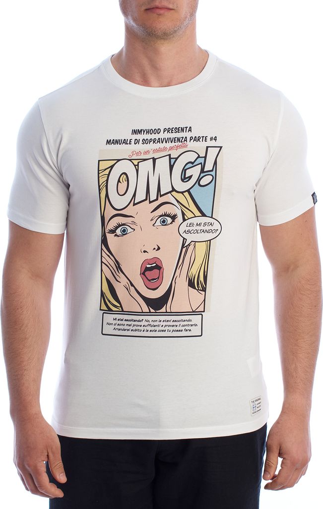inMyHood Herren-T-Shirt mit kurzen Ärmeln aus Baumwolle mit Comic-Motiv HS24MTS21-D