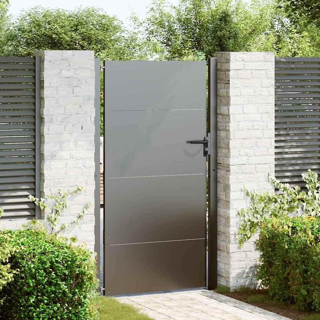 Gartentor Schwarz 105 x 175 cm Pulverbeschichteter Stahl