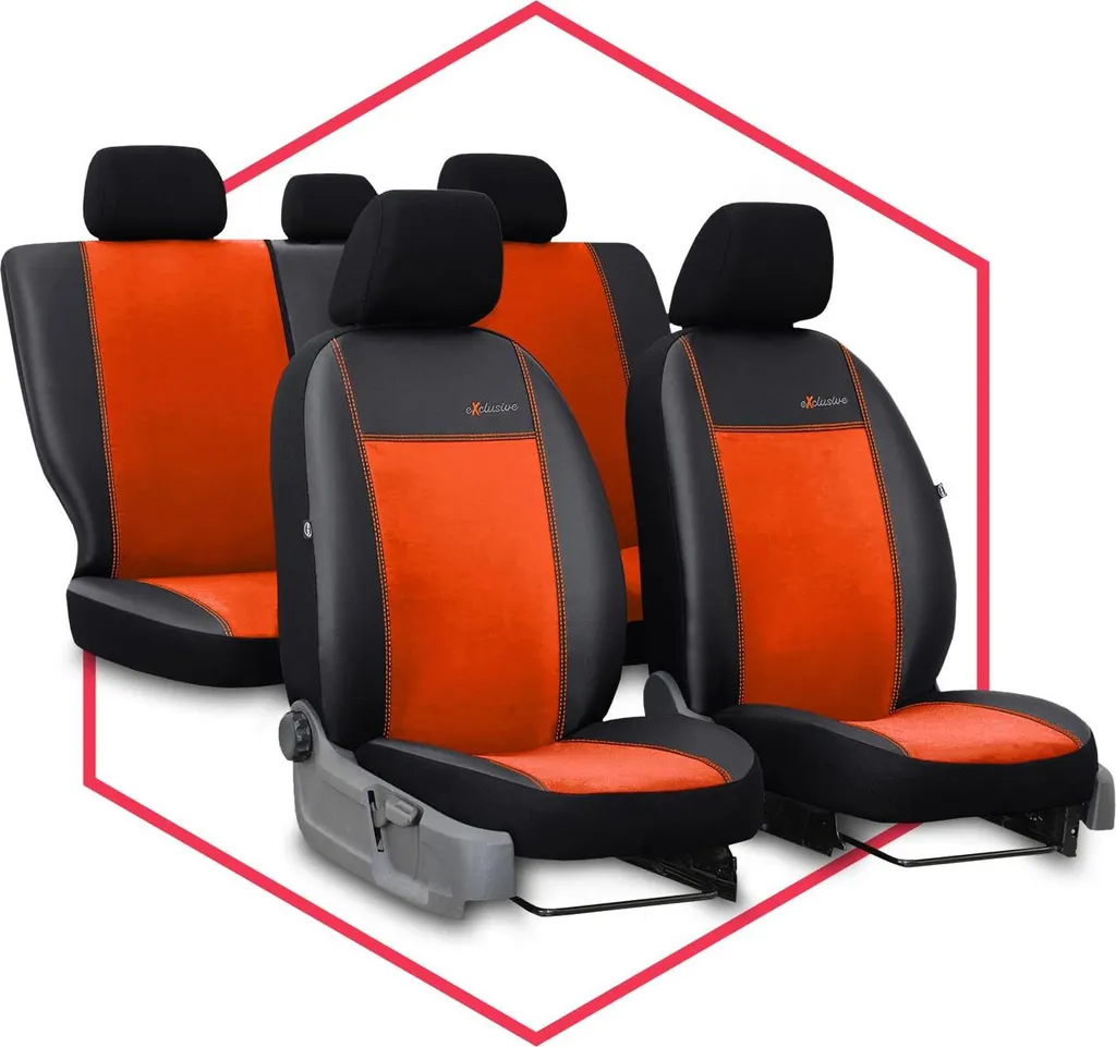 Coprisedili Auto Arancioni per BMW Serie 3 E46 | Set 3 Pezzi Universali - 12