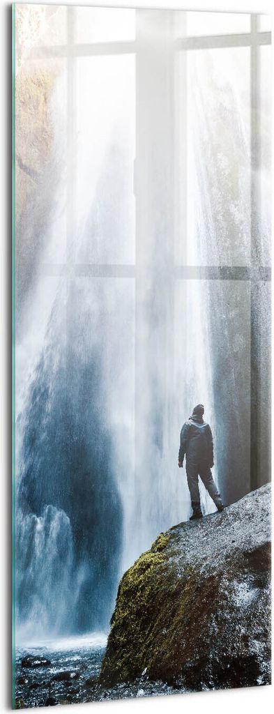 Designer Glasbild - Wandbild - Glas Bild - 50x125 cm - Blick Auf Den Gljufrabui-Wasserfall