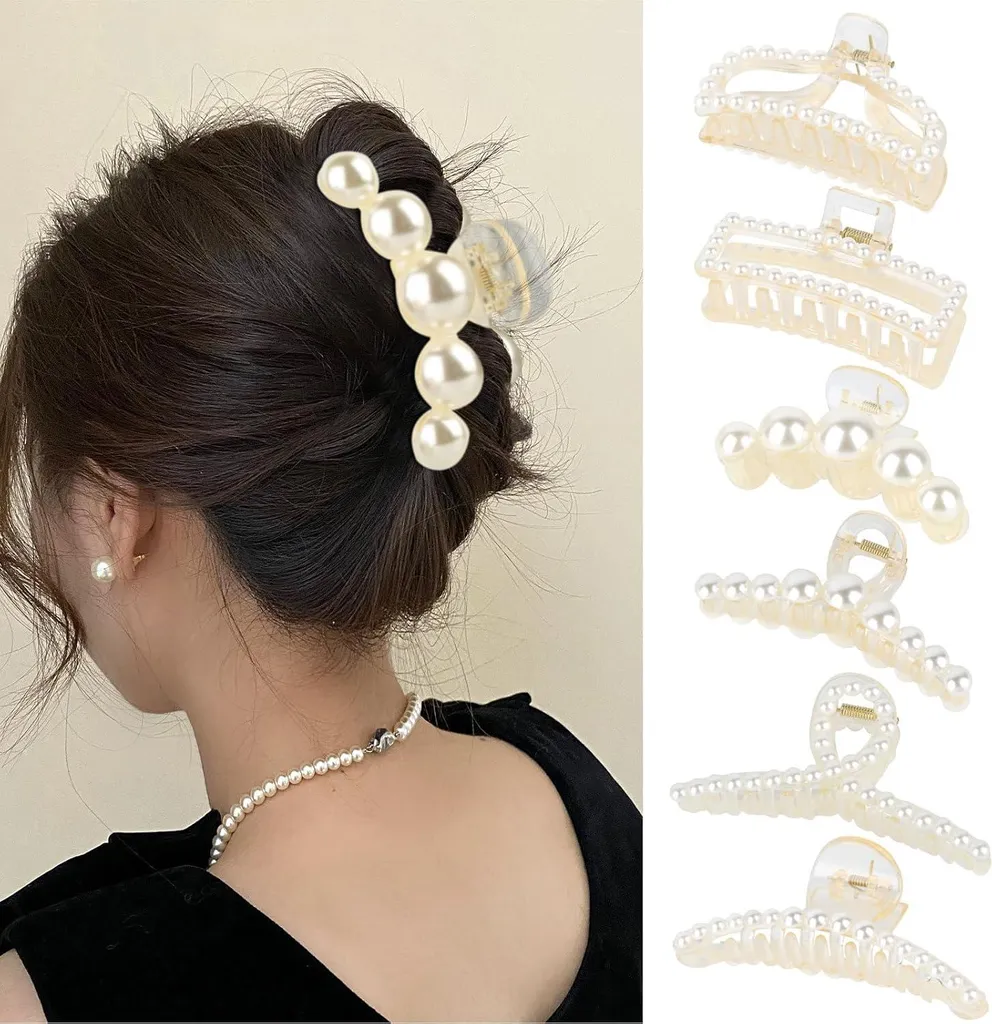 6 Fermagli Capelli Perle Eleganti - Clip Grandi Antiscivolo Donna