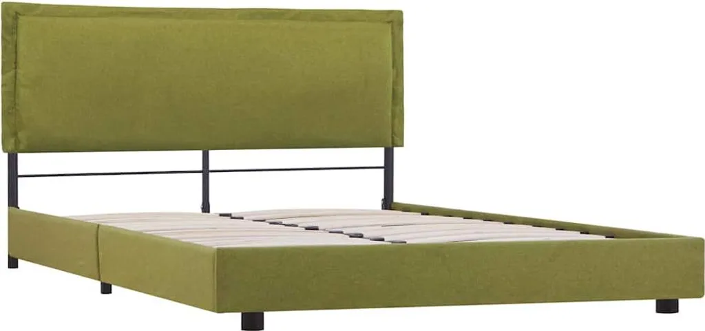 vidaXL Cadre de lit 135x190 cm en Tissu Vert sans Matelas pour Adulte