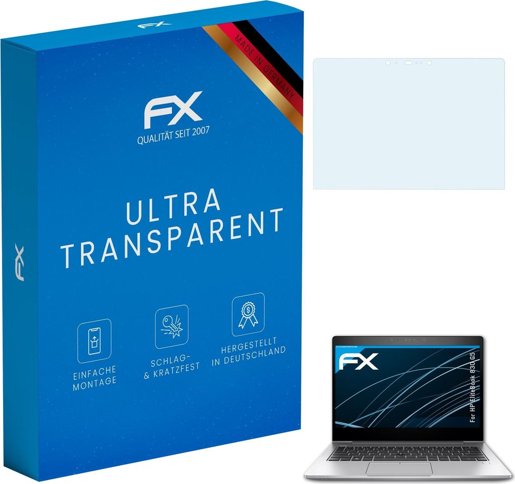 atFoliX FX-Clear 2x Schutzfolie kompatibel mit HP EliteBook 830 G5 Displayschutzfolie