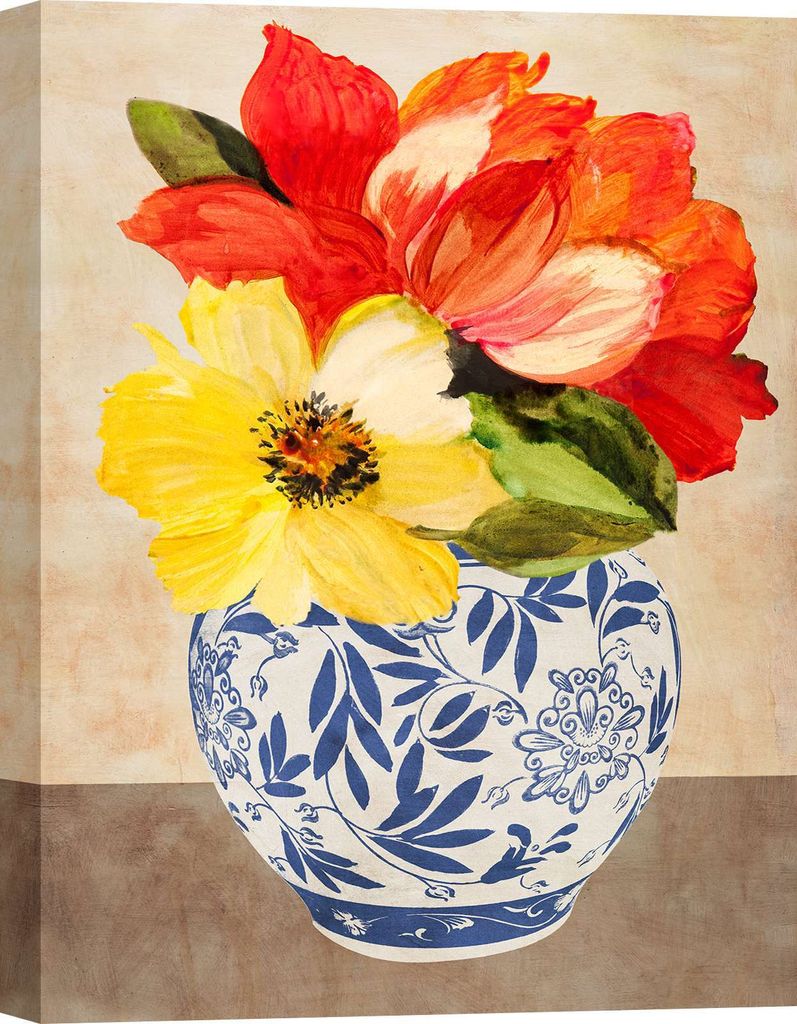 Kunstdruck auf Leinwand mit Blumenvase - Anna Borgese, Italienische Vase I - 60x80 cm