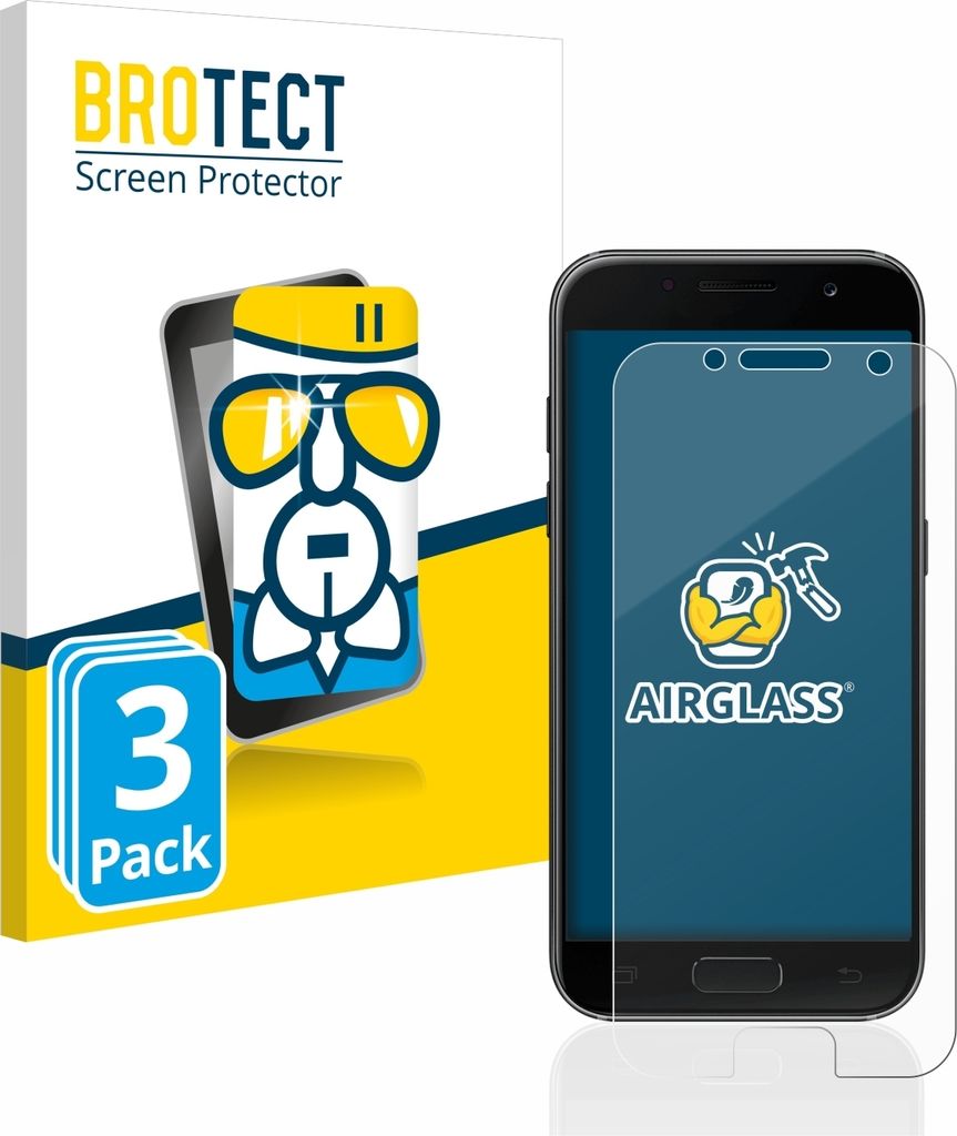 3x BROTECT Schutzglas für Samsung Galaxy A3 2017 Schutzfolie Panzer Folie Glas Display Schutz klar