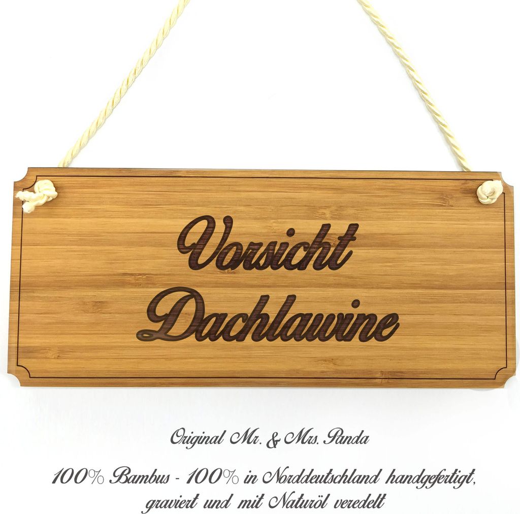 Mr. & Mrs. Panda Schild Vorsicht Dachlawine - Geschenk, Türschild, Wegweiser, Graviert, Geschenkidee, Werbeschild, Shabby, wandtafel, Landhaus, Ei...