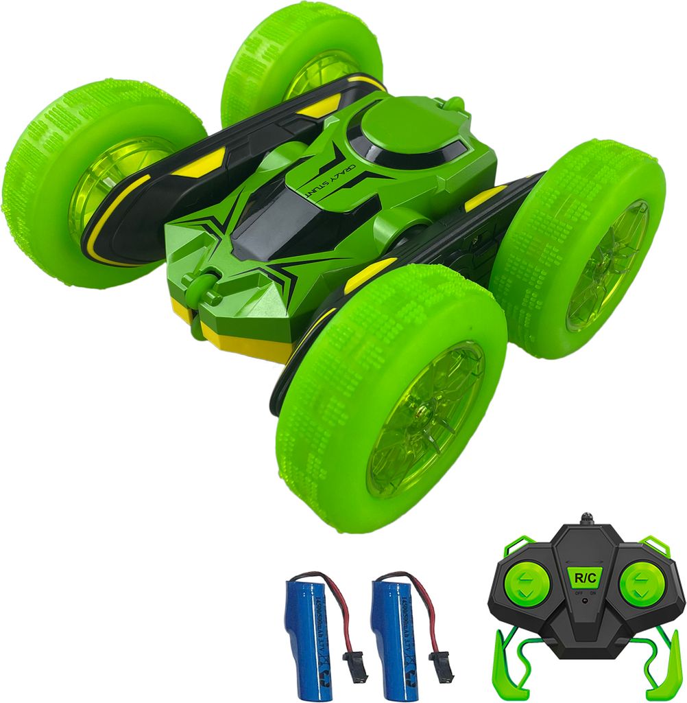 Ferngesteuertes Auto fuer Kinder, 2,4 GHz 4WD elektrisches Stunt-Auto, beidseitig fahrendes, um 360 Grad drehbares Fahrzeugspielzeug mit LED-Leucht...