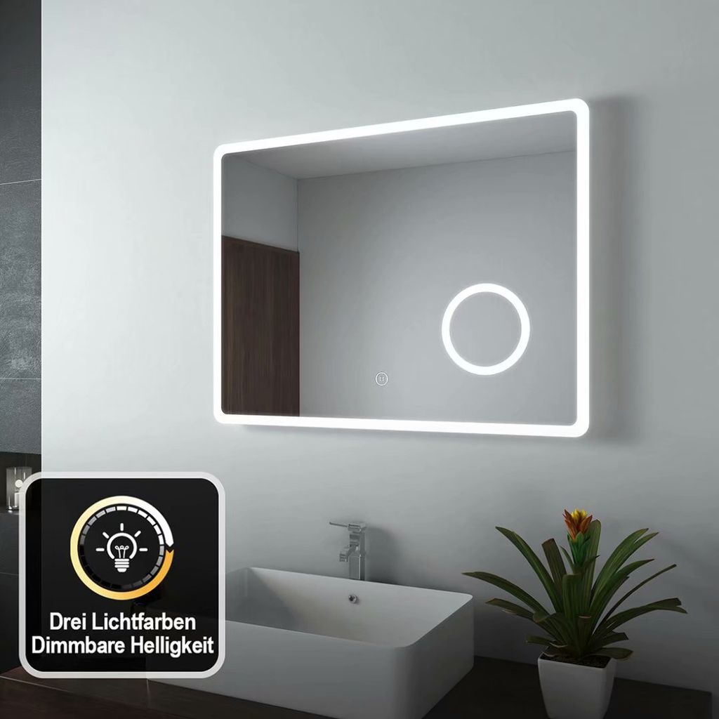LED Badspiegel Kosmetikspiegel Bluetooth Beschlagfrei EMKE Wandspiegel 100x60 cm