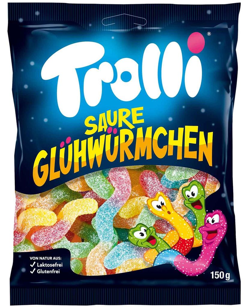 Trolli 4000512463429 Trolli Fruitgummie, ZURE GLIMWORMEN, Productafbeelding 