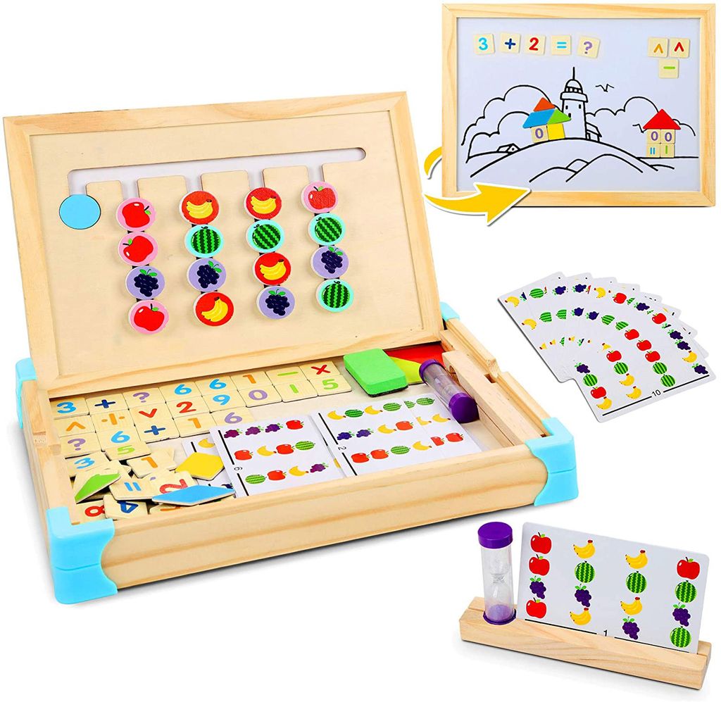 Montessori Spielzeug Holz Puzzle Sortierbox Kinder Lernspielzeug Sanduhr Spiel