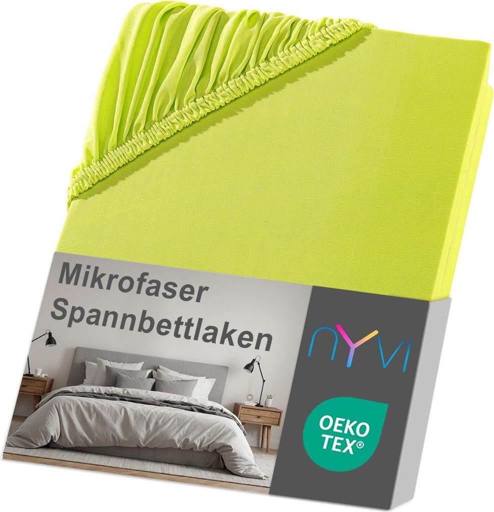 NYVI Spannbettlaken DreamScience Mikrofaser 140x200 - 160x200 cm apfelgrün für Matratzen bis 22 cm Höhe - Weich & Anschmiegsam, Rundumgummizug, ...