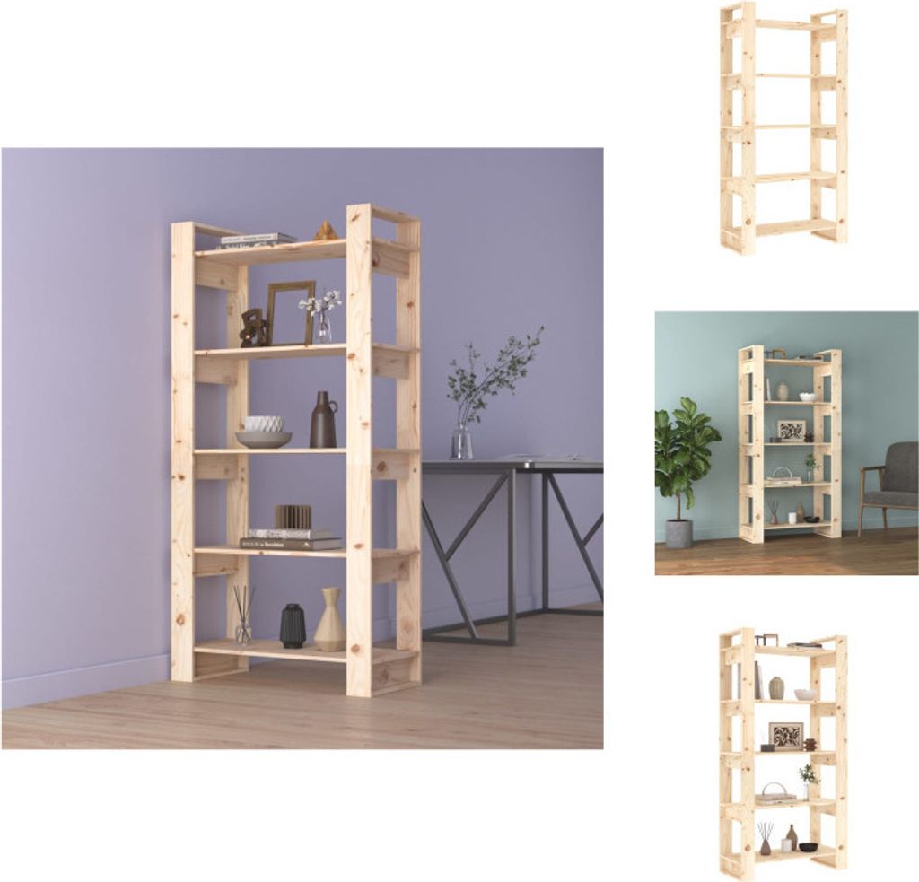 vidaXL Bücherregal/Raumteiler 80x35x160 cm Massivholz - Bücherregale & Bücherschränke