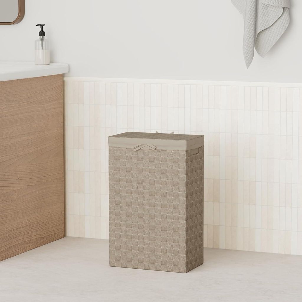 Taupe Wäschekorb - 25x38x60 cm - Aufbewahrungskorb für Wäsche 3.0