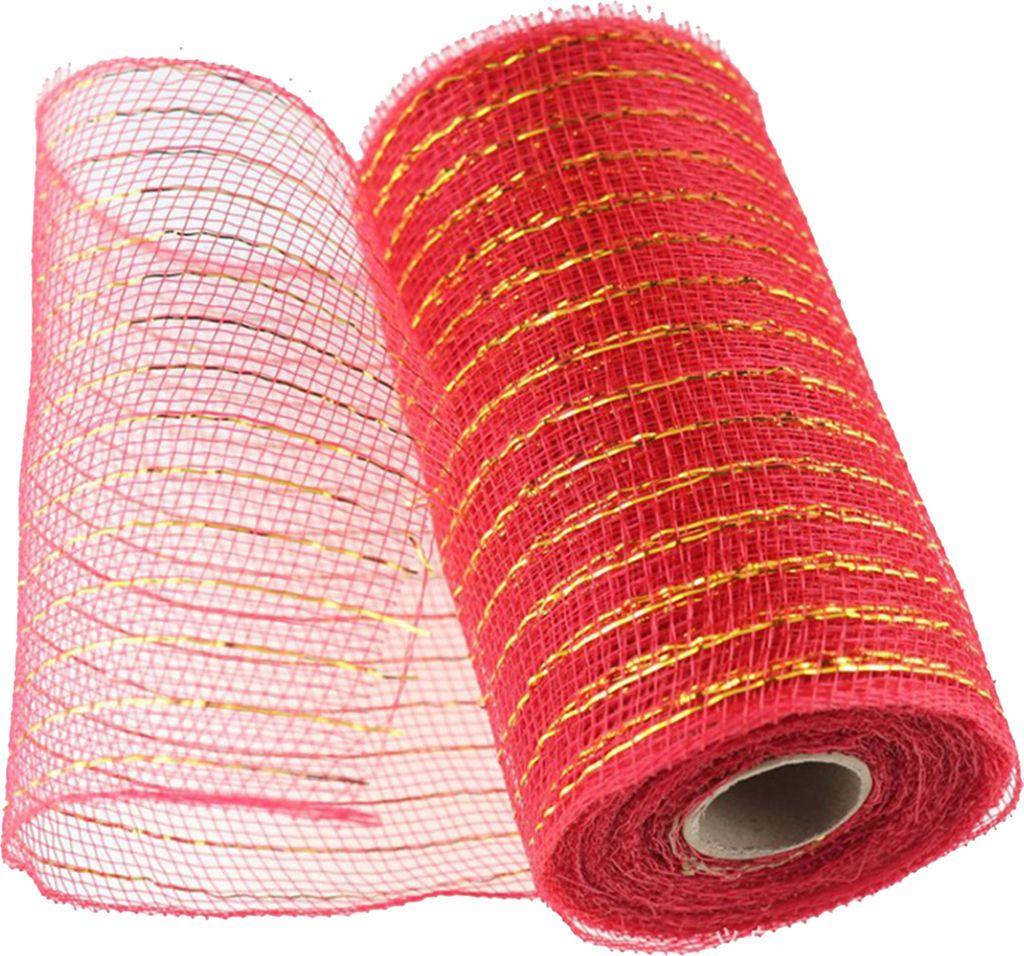 1 Roll Nachbildungatives Netz umweltfreundlich hohe Zähigkeit Netzgarn Weihnachts-Poly Mesh Ribbon Metallic Strips Nachbildung für Zuhause-Rot