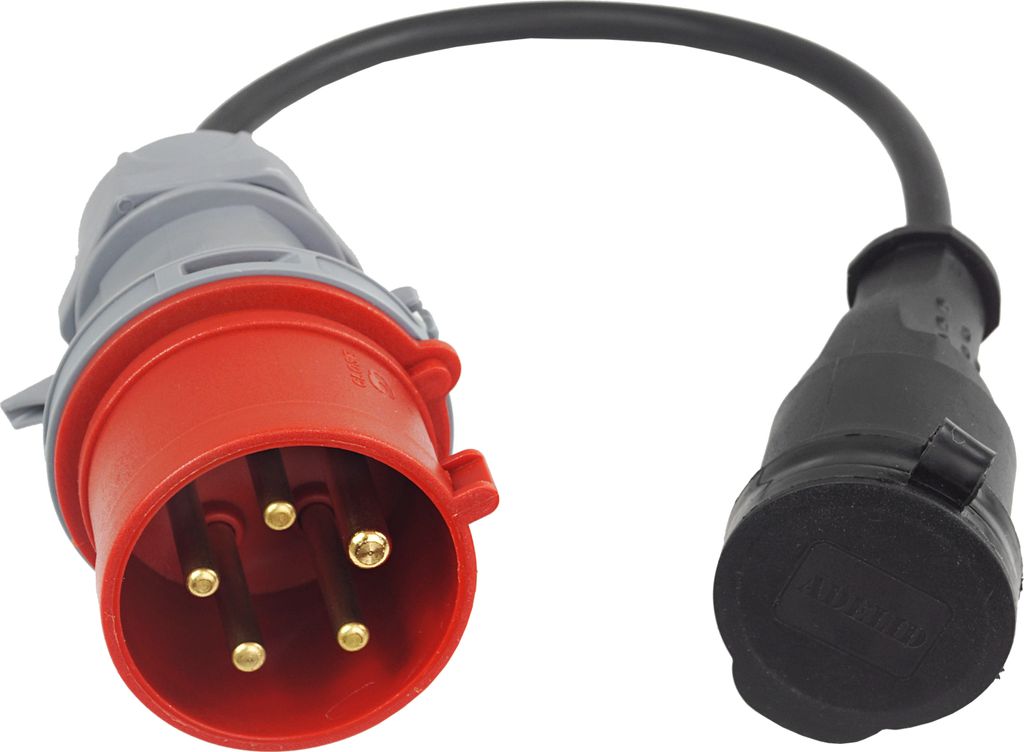 Adapter CEE Stecker 16A 400V auf 230V Gummikupplung mit Produktbild 