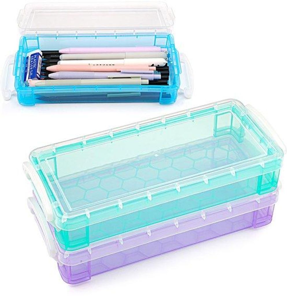 Transparente Stiftebox, 3er Pack, Büroorganizer, Schreibgeräte