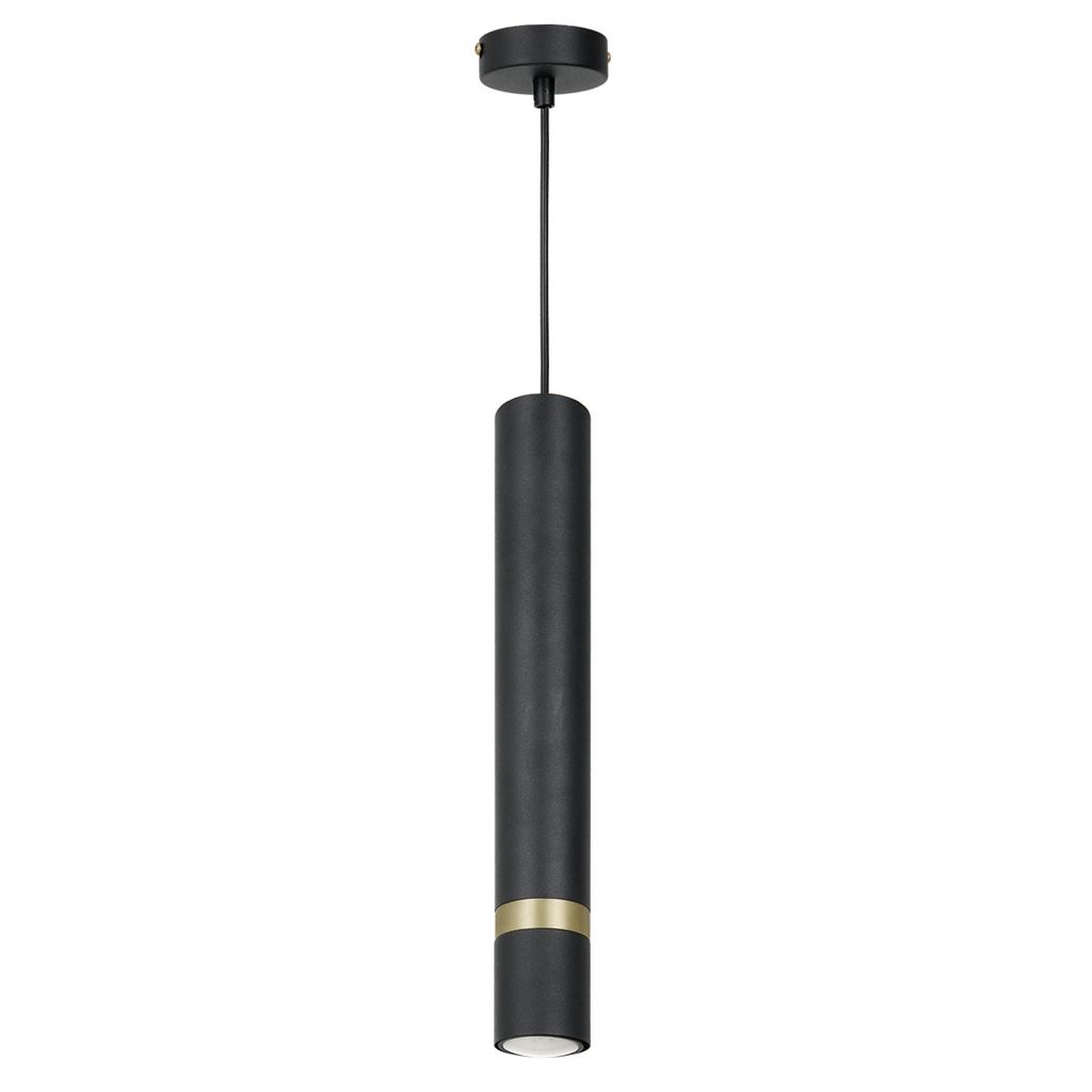 Schwarze verstellbare Rohrpendelleuchte mit goldenem Element Joker 1xGU10 Milagro