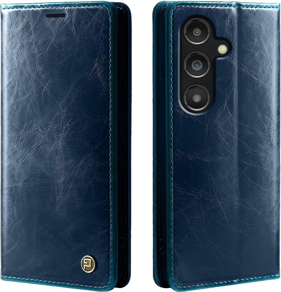 Handyhülle für Samsung Galaxy S25 Kunstleder Flip Vintage Cover Hülle RFID Schutz Case Kartenfach Farbe: Blau