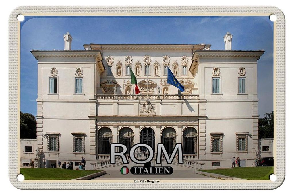 Blechschild Reise Rom Italien Die Villa Borghese 18x12cm Dekoration