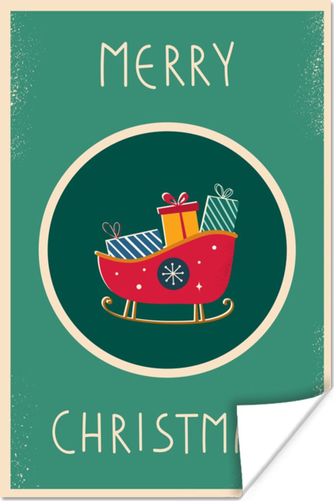 MuchoWow Poster Schlitten - Geschenke - Weihnachten - Zitate - Frohe Weihnachten 20x30 cm - Papierdruck
