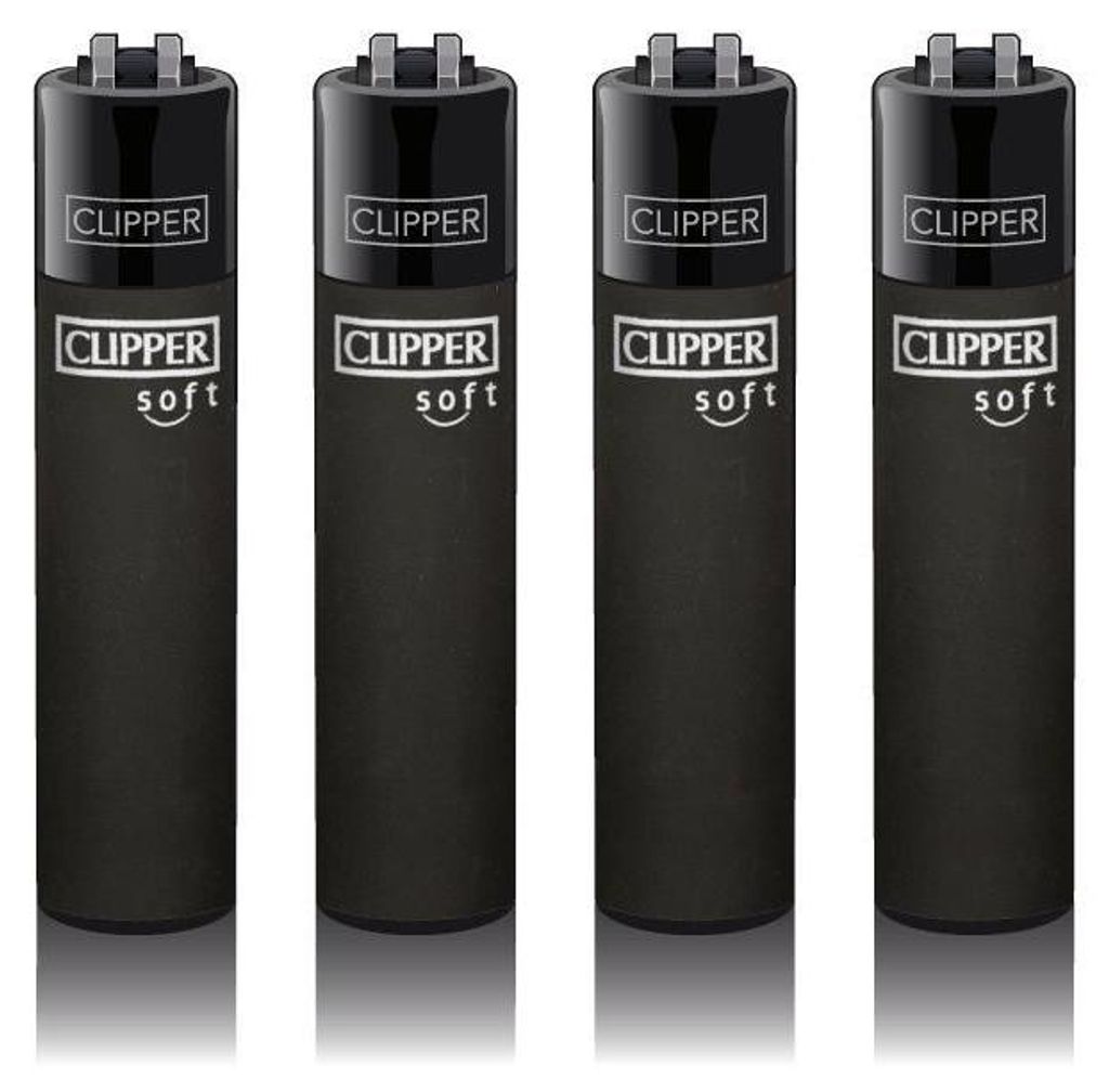 Clipper Feuerzeuge 4er Set Soft Touch Black