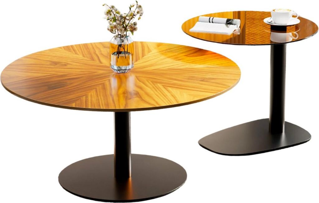 Marina Couchtisch Set - 2er Set - Beukenholz & Gehärtetes Glas - Vintage / Mid-Century Modern