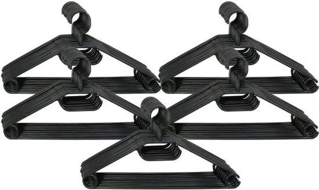 Lot de 50 cintres noirs avec crochet pivotant 360° et encoches 41 cm